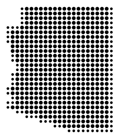 Symbol Map of the State of Arizona (United States of America) showing the state with a pattern of black circlesのイラスト素材