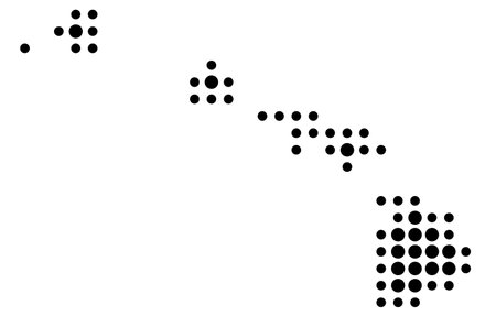 Symbol Map of the State of Hawaii (United States of America) showing the state with a pattern of black circlesのイラスト素材