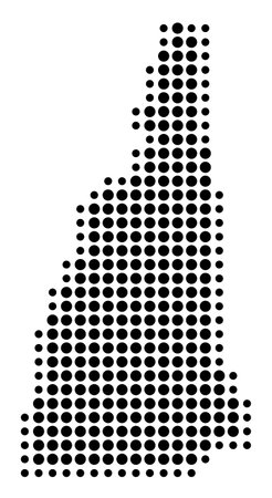Symbol Map of the State of New Hampshire (United States of America) showing the state with a pattern of black circlesのイラスト素材