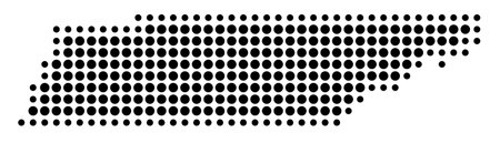 Symbol Map of the State of Tennessee (United States of America) showing the state with a pattern of black circlesのイラスト素材