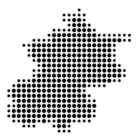 Symbol Map of the Municipality Beijing (People's Republic of China) showing the state/province with a pattern of black circlesのイラスト素材