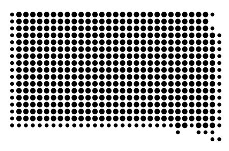 Symbol Map of the State of South Dakota (United States of America) showing the state with a pattern of black circlesのイラスト素材