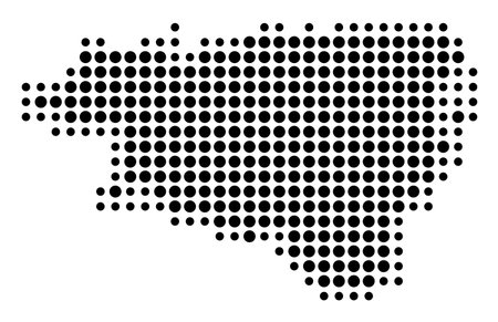 Symbol Map of the Departement Pyrenees-Atlantiques (France) showing the state/province with a pattern of black circlesのイラスト素材