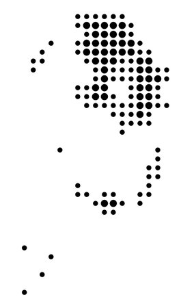 Symbol Map of the Prefecture Kagoshima (Japan) showing the state/province with a pattern of black circlesのイラスト素材