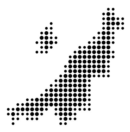 Symbol Map of the Prefecture Niigata (Japan) showing the state/province with a pattern of black circlesのイラスト素材