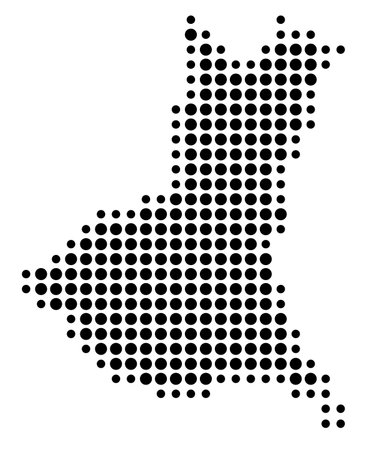 Symbol Map of the Prefecture Ibaraki (Japan) showing the state/province with a pattern of black circlesのイラスト素材