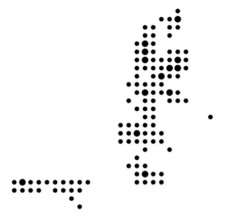 Symbol Map of the Province Maluku Utara (Indonesia) showing the state/province with a pattern of black circlesのイラスト素材
