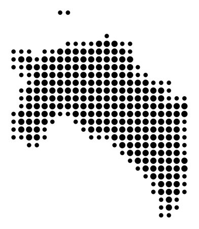 Symbol Map of the Province of Groningen (Netherlands) showing the state/province with a pattern of black circlesのイラスト素材