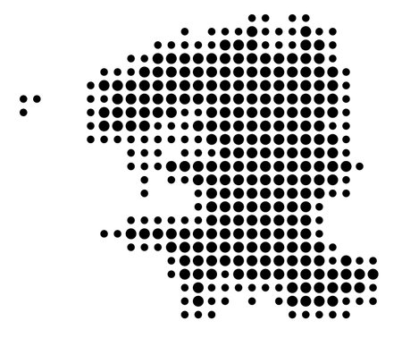 Symbol Map of the Department of Finistere (France) showing the state/province with a pattern of black circlesのイラスト素材