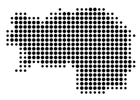 Symbol Map of the Bundesland Steiermark (Austria) showing the state/province with a pattern of black circlesのイラスト素材