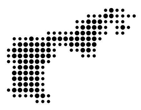 Symbol Map of the Canton of Appenzell Ausserrhoden (Switzerland) showing the state/province with a pattern of black circlesのイラスト素材