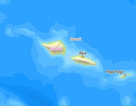 Map of Samoa and surrounding countries With German country names. Place names In German are used depending on availability.の写真素材