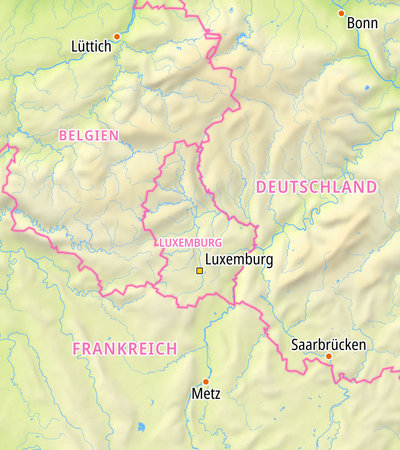 Map of Luxembourg and surrounding countries With German country names. Place names In German are used depending on availability.の写真素材