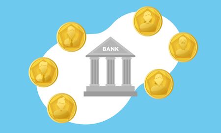 information bank,personal information , gold coin,vector illustrationのイラスト素材