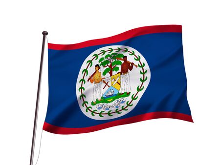 belize flag fluttering in the wind,3D illustrationの写真素材