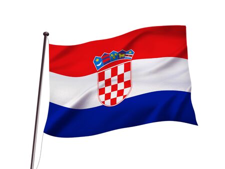croatia flag fluttering in the wind,3D illustrationの写真素材