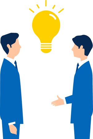 two businessman and light bulbs,inspiration image', vector illustrationのイラスト素材