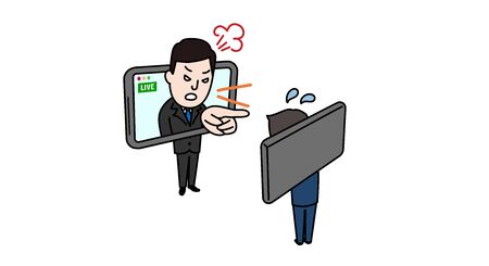 Illustration image of a business person scolding online,white isolated,vector illustrationのイラスト素材