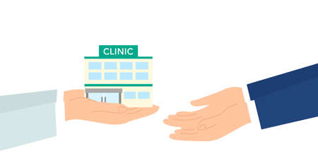 transfer and acquisition of business,hand over the clinic,white isolated,vector illustrationのイラスト素材
