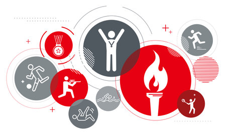 Total athlete image icon,red and gray,white isolated,vectorのイラスト素材