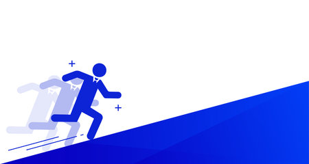 Running businessman on a slope.vector illustration,copy space,vector