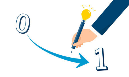 Changing from zero to one,business image,vector illustrationのイラスト素材
