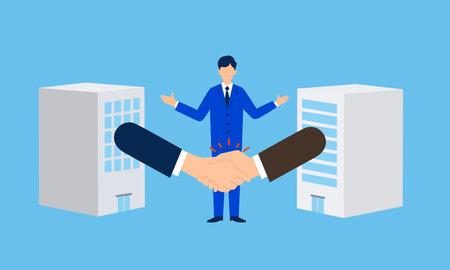 Business matching image,Shaking hands,Vector illustrationのイラスト素材