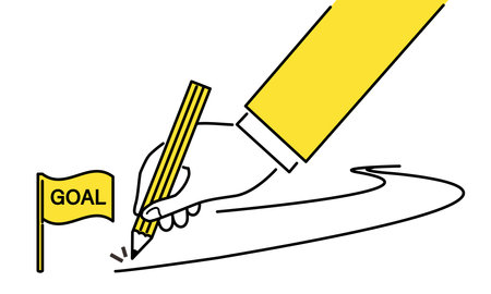 Hand drawing goal with a pencil. Vector illustration on white background.のイラスト素材