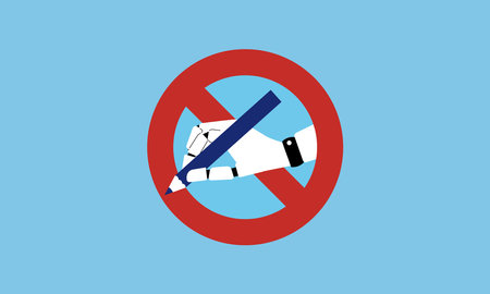 Image illustration of interactive AI (artificial intelligence) prohibition mark, vectorのイラスト素材