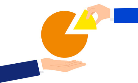 80% and 20% graphs, illustration of hand holding graph, vectorのイラスト素材