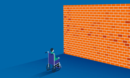 Accessibility Barrier Vector Illustration: Concept of Physical and Psychological Challengesのイラスト素材