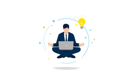 Business Mindfulness: An Illustration of Work Inspiration and Focusのイラスト素材