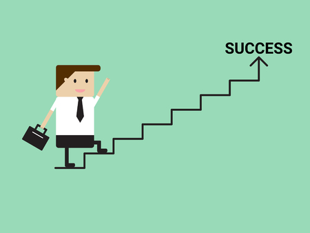 Businessman walking on stairs to success. のイラスト素材