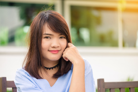 Portrait of a pretty happy woman, smilingの写真素材