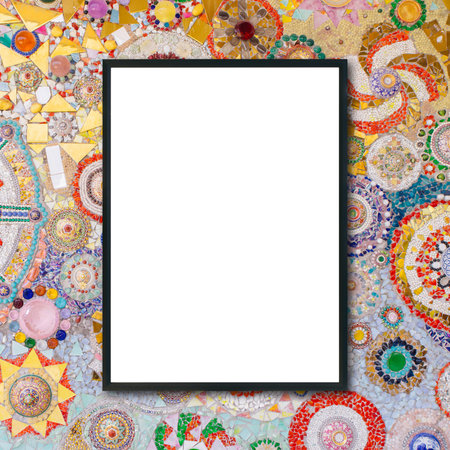 Mock up blank frame hanging on wall in room