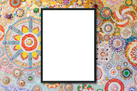 Mock up blank frame hanging on wall in room