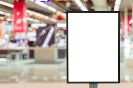 Blank sign with copy space for your text message or mock up content in modern shopping mall.の写真素材