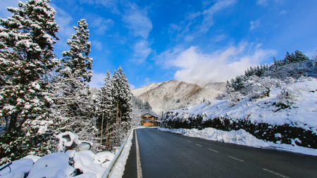 Komagatake mountain with snow in winter season.Japan - Boost up color Processing.の写真素材