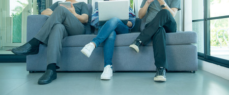 Business People Meeting Corporate Digital Device Connection Concept - Panoramic banner.の写真素材