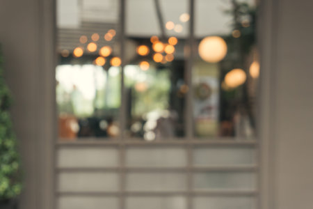 Blurred background - Vintage filter Customer in Coffee shop blur background with bokeh.の写真素材