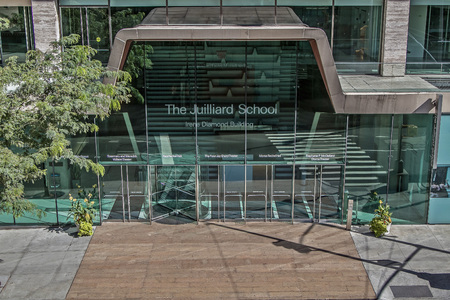 New York, October 5, 2016: Facade of the Juiliard School is seen on a sunny day in Manhattan.のeditorial素材