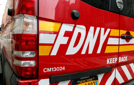 New York, January 21, 2017: Closeup of a rear of an FDNY vehicle parked in the streets of Manhattan.
