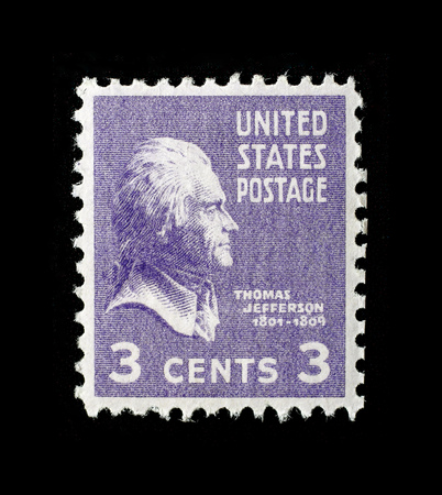 US postage stamp commemorating Thomas Jefferson.のeditorial素材