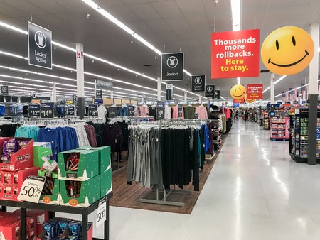 Park City, UT, January 2, 2018: View of the retail floor in a Walmart store.のeditorial素材
