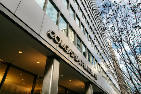New York, December 27, 2016: Corporate lettering on the Colgate-Palmolive headquarters on Park...