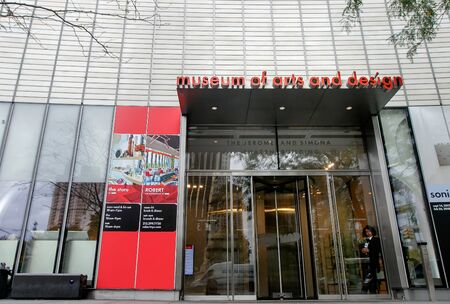 Entrance to the Museum of Arts and Design located at Columbus Circle in Manhattan.のeditorial素材