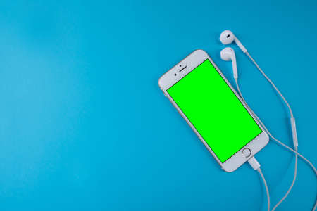 Mobile phone and headphones conceptの写真素材