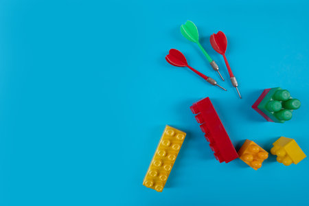 Colored plastic building blocks concept