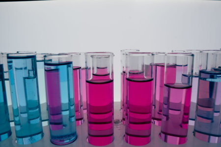 Test tubes with colorful chemicals
