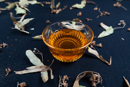 Honey and linden on the black background